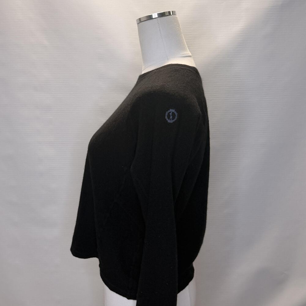 Paka Sweater Womens XL Black Royal Alpaca Merino Crewneck Thumbholes Pullover - Picture 2 of 11